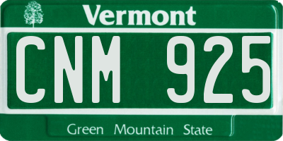 VT license plate CNM925