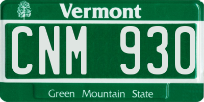 VT license plate CNM930