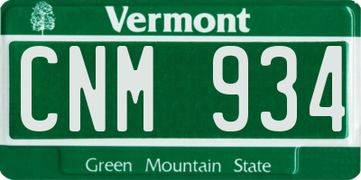 VT license plate CNM934
