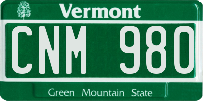 VT license plate CNM980