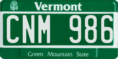 VT license plate CNM986
