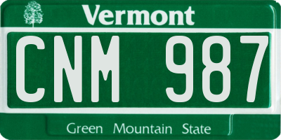 VT license plate CNM987