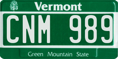 VT license plate CNM989