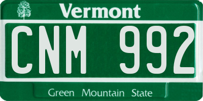 VT license plate CNM992