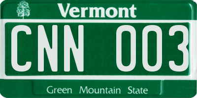 VT license plate CNN003