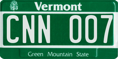 VT license plate CNN007