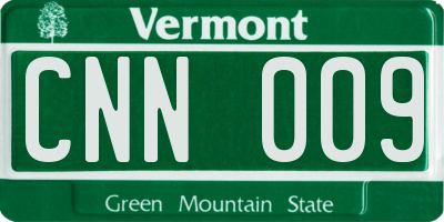 VT license plate CNN009