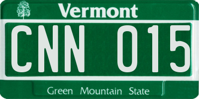 VT license plate CNN015