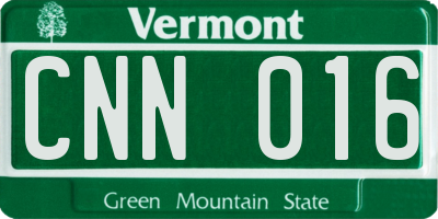 VT license plate CNN016