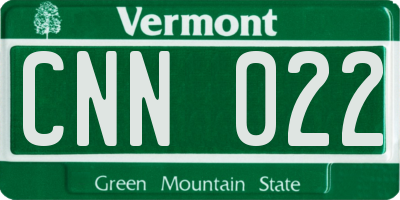 VT license plate CNN022