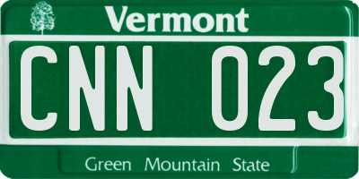 VT license plate CNN023