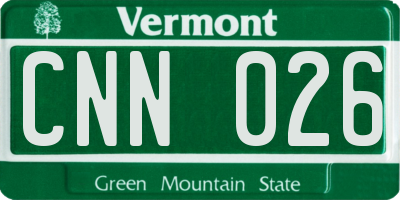 VT license plate CNN026