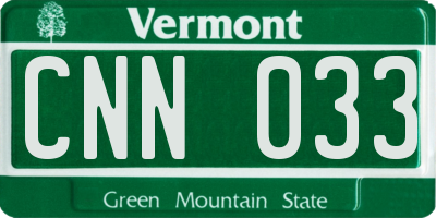 VT license plate CNN033
