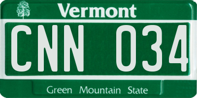 VT license plate CNN034