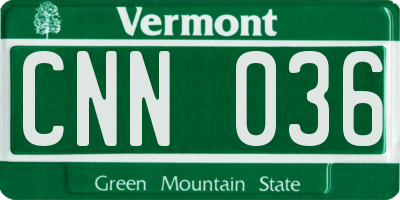 VT license plate CNN036