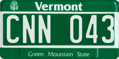 VT license plate CNN043