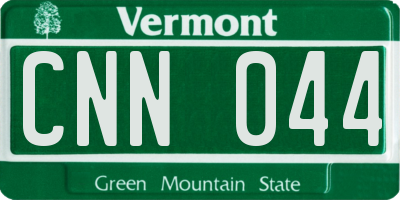 VT license plate CNN044