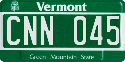 VT license plate CNN045
