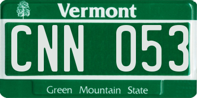 VT license plate CNN053