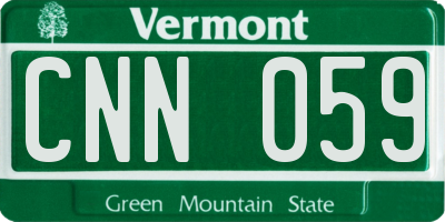 VT license plate CNN059