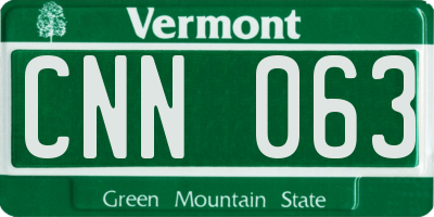VT license plate CNN063