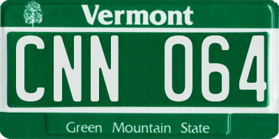 VT license plate CNN064