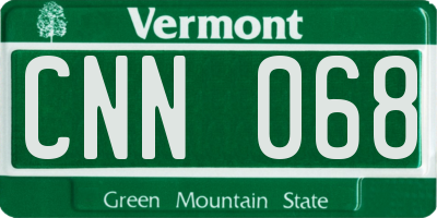 VT license plate CNN068