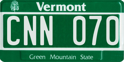 VT license plate CNN070