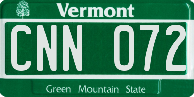 VT license plate CNN072