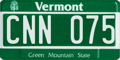 VT license plate CNN075