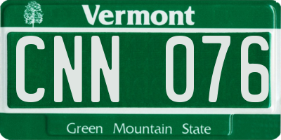 VT license plate CNN076