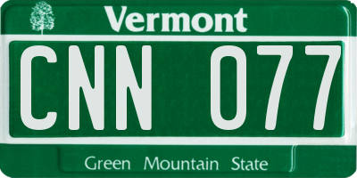 VT license plate CNN077