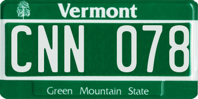 VT license plate CNN078
