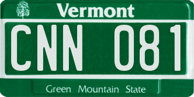 VT license plate CNN081