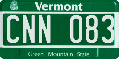 VT license plate CNN083