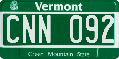 VT license plate CNN092