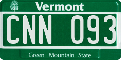 VT license plate CNN093