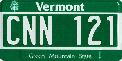 VT license plate CNN121
