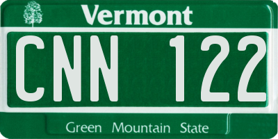 VT license plate CNN122
