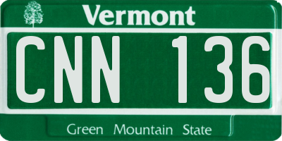 VT license plate CNN136