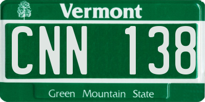 VT license plate CNN138