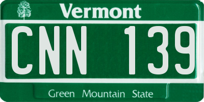 VT license plate CNN139