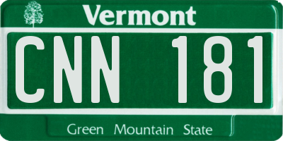 VT license plate CNN181