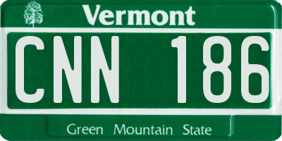 VT license plate CNN186