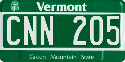 VT license plate CNN205