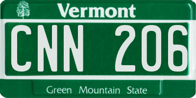 VT license plate CNN206