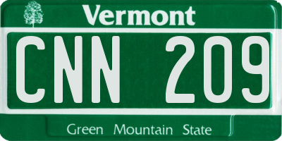 VT license plate CNN209