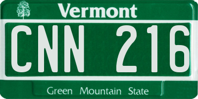 VT license plate CNN216