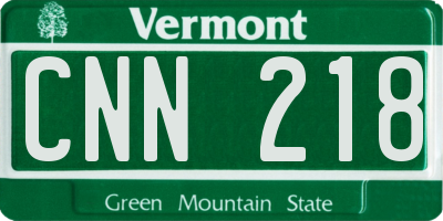 VT license plate CNN218