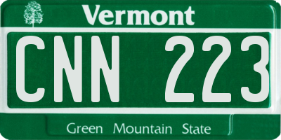 VT license plate CNN223